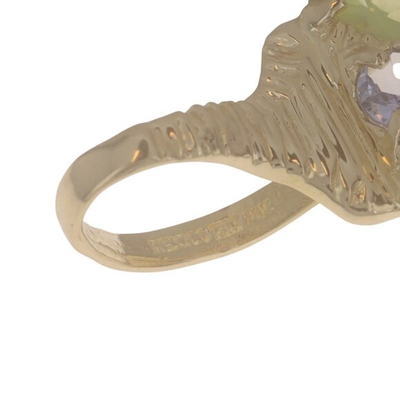 Yellow Gold Amethyst Citrine Peridot Cross Pendant - 14k Marquise 3.18ctw Faith - Picture 4 of 4